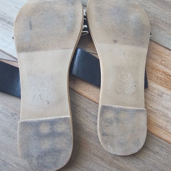 Altard State Cow Print Black Two-Strap Flat Slides Sandals Size US 7.5 - Picture 4 of 7